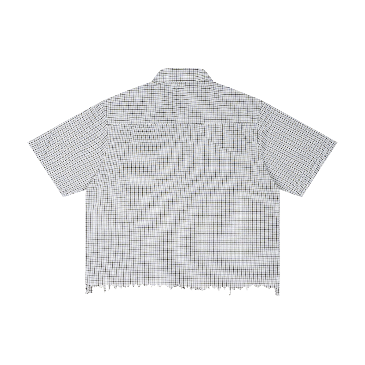Cropped Out Of Distressed Plaid Boxy Shirt