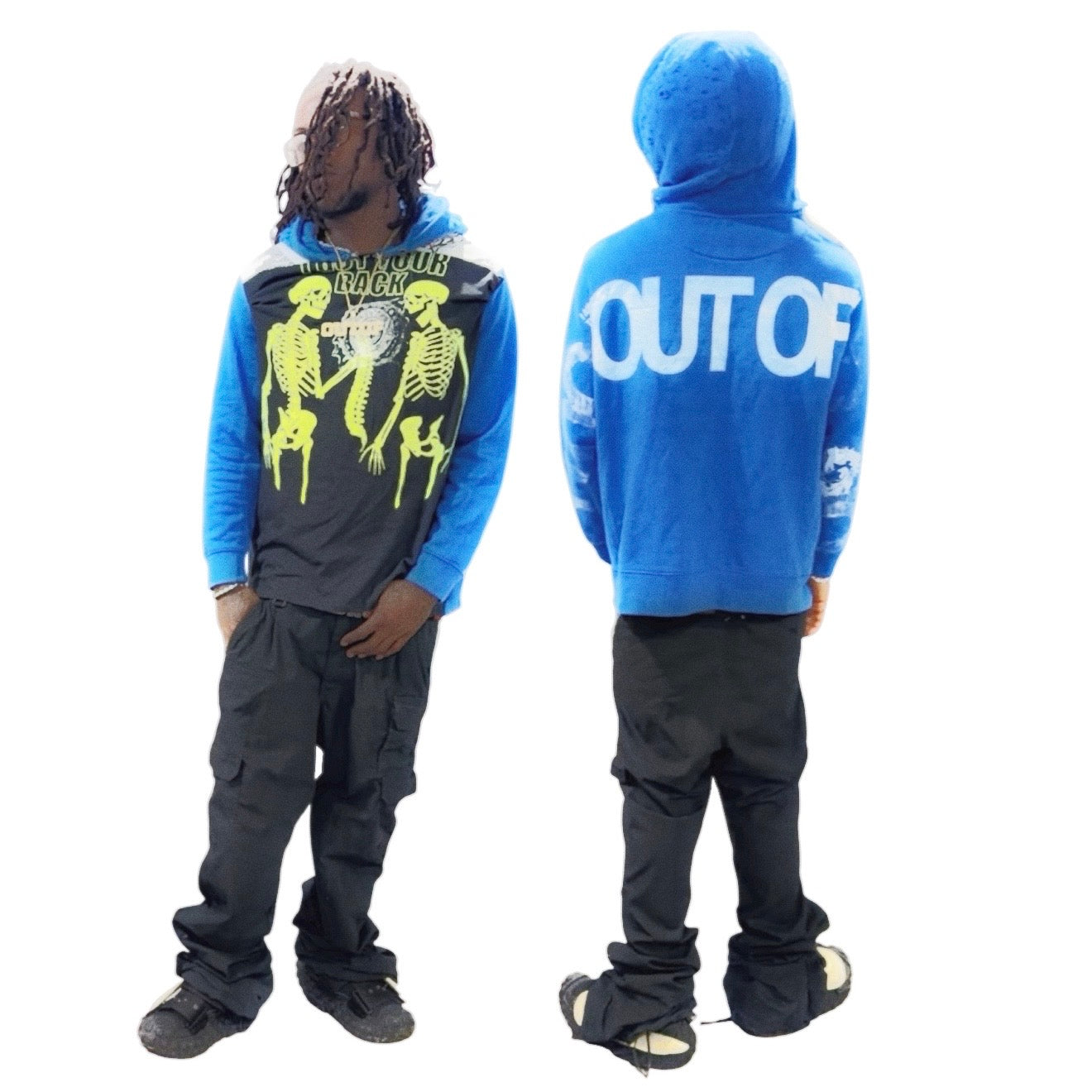 Reconstructed Neon Shirt Hoodie