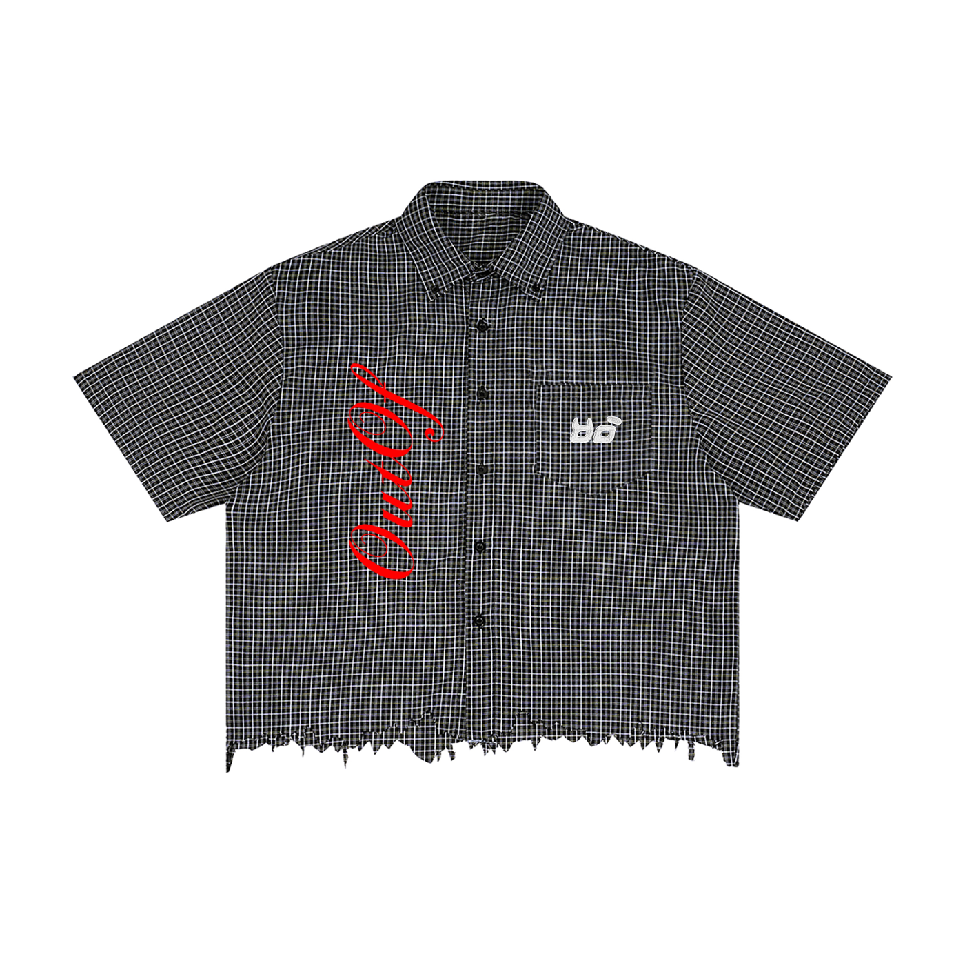 Cropped Out Of Distressed Plaid Boxy Shirt