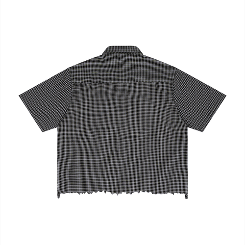 Cropped Out Of Distressed Plaid Boxy Shirt