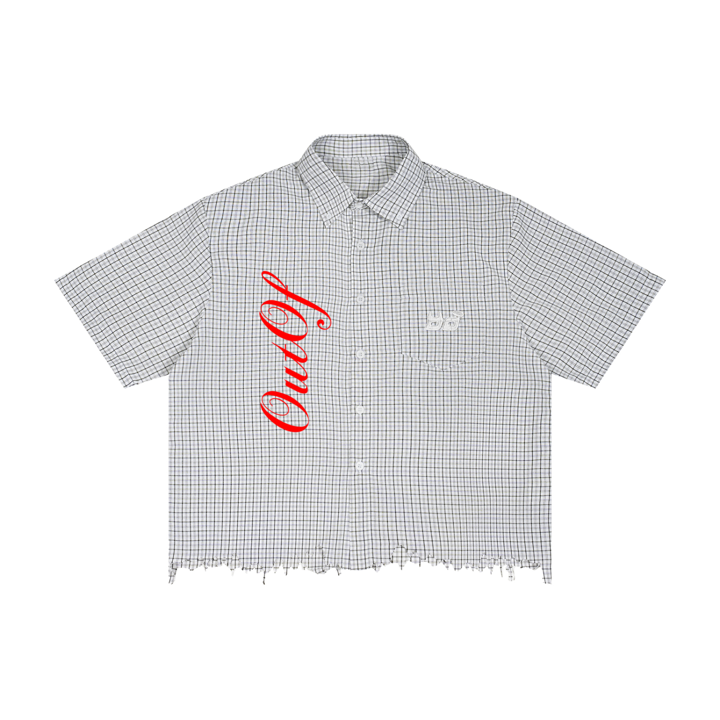 Cropped Out Of Distressed Plaid Boxy Shirt